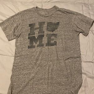 Gray Men’s small T-shirt. Very soft. Says Home, with Ohio as the O.
